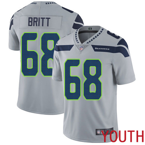 Seattle Seahawks Limited Grey Youth Justin Britt Alternate Jersey NFL Football #68 Vapor Untouchable